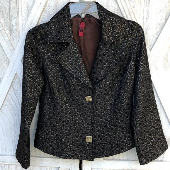 Womens Metallic Button Front Jacket M - Picture 1 of 12